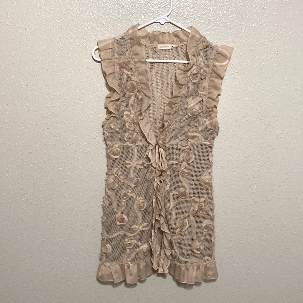 Blu Pepper Very Unique Tank Vest Sleeveless Cardigan with Clear Sequin